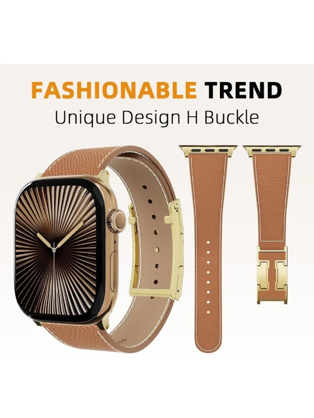 Stylish Genuine Leather Apple Watch Band for Women | H Buckle, Compatible